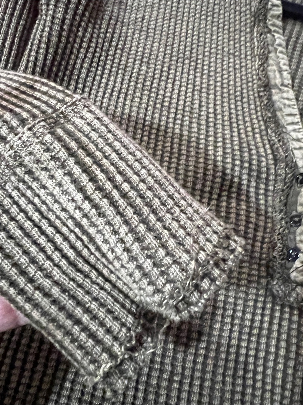 Free People Olive Ribbed Henley Long Sleeve Top - Picture 5 of 9